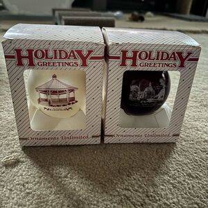 2 Ridgway Pennsylvania Vintage Glass Christmas Holiday Bulbs In Boxes